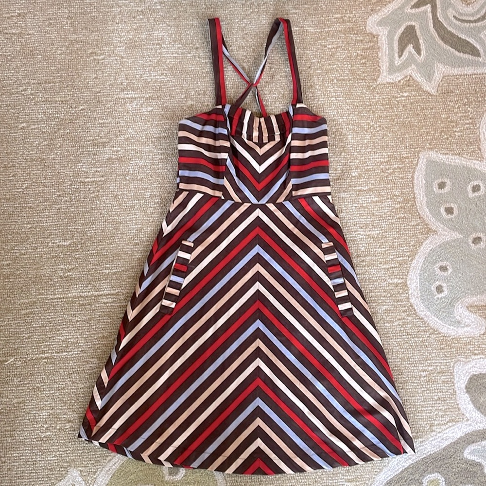 Kimchi Blue stripe dress size small stripe pockets crisscross straps
